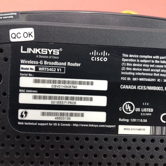 Linksys WRT54G2 v1 Wireless Router 802.11g 54Mbps 4 Port 10/100Mbps Ethernet - Picture 7 of 9